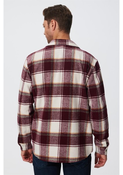 Wılf Erkek Dokuma U.kol Gömlek Bordo-Beyaz Ekose fırsatları