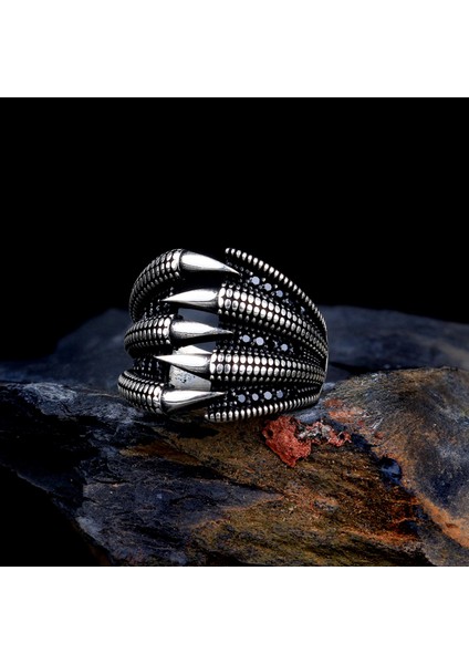 925 Ayar Gümüş Pençe Model Mikro Taşlı Yüzük fiyatları