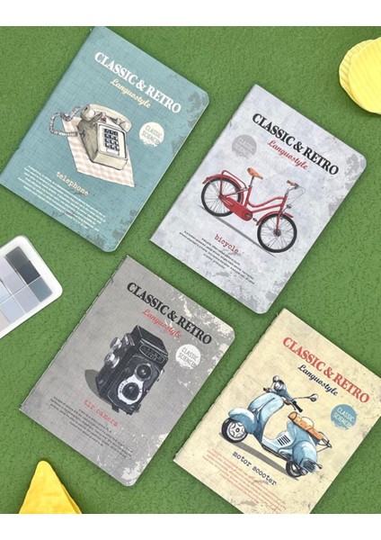 Retro Renkler 4'lü Defter Set / Scrapbook /defter Süsleme Notebook/bullet Journal