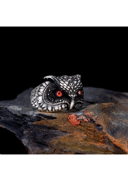 925 Ayar Gümüş Özel Tasarım Baykuş Model Yüzük