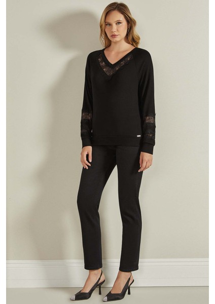 Düz Paça Siyah Jean Pantolon