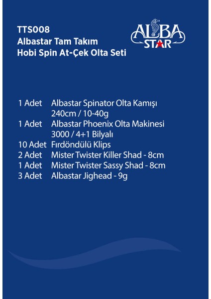 Albastar Tam Takım Hobi Spin Atçek Olta Seti TTS008