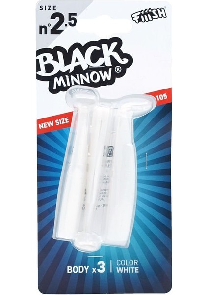 Black Minnow BM105/2.5 BM3053 3 Adet Gövde - White
