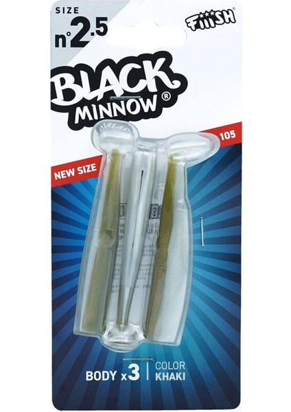 Black Minnow BM105/2.5 BM3051 3 Adet Gövde - Khaki