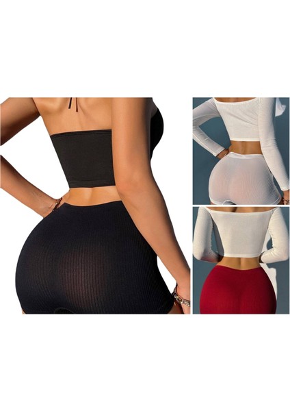 Kadın Kaşkorse Kumaş Boxer Şort Külot 3lü Set Siyah Beyaz Bordo 60300 fiyatları