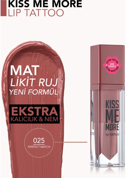 Kiss Me More Yüksek Pigmentli & Mat Bitişli Nemlendirici Likit Ruj