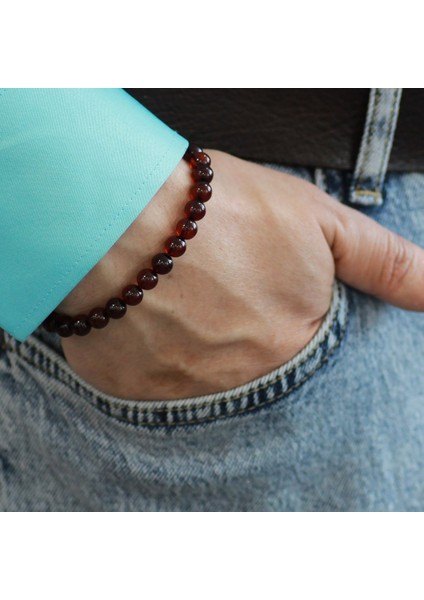 Küre Kesim Kırmızı Doğal Damla Kehribar Bileklik modelleri