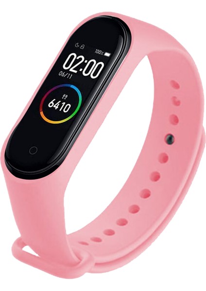 Deilmi Xiaomi Mi Band 3 4 Uyumlu Açık Pembe Çelik Tokalı Spor Delikli Silikon Loop Kordon Kayış