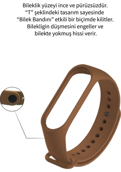 Deilmi Xiaomi Mi Band 3 4 Uyumlu Çelik Tokalı Spor Delikli Silikon Loop Kordon Kayış