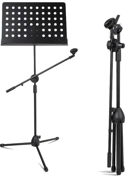NT-110 Mikrofon ve Şef Nota Standı Sehpası Ikisi Bir Arada
