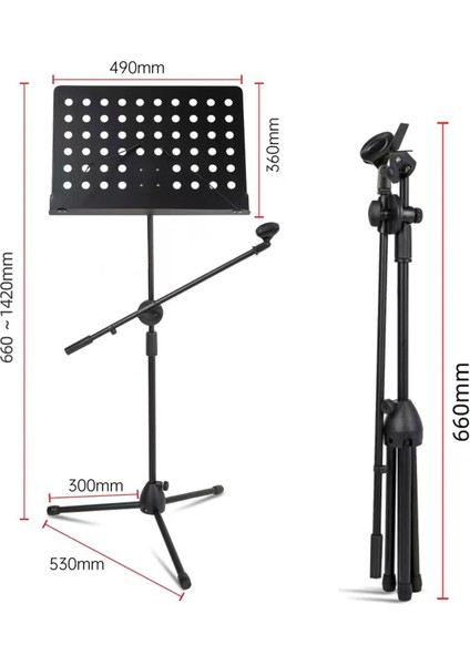 NT-110 Mikrofon ve Şef Nota Standı Sehpası Ikisi Bir Arada