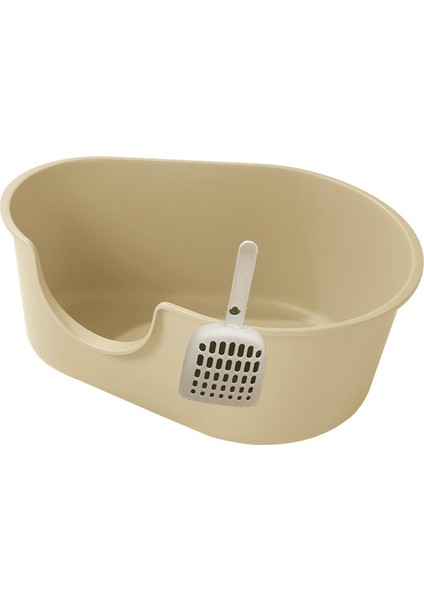 Kedi Çöp Kutusu Yavru Peztiye Tuvalet Anti Sıçrama Kedi Kum Kutusu Açık Üst Pet Bej (Yurt Dışından)