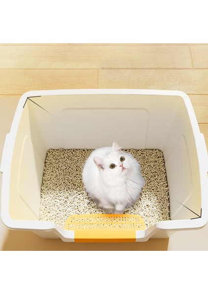 Yarı Açık Çöp Kutusu Taşınabilir Kitty Çöp Tavası Yavru Köpek Malzemeleri Beyaz (Yurt Dışından) indirimleri