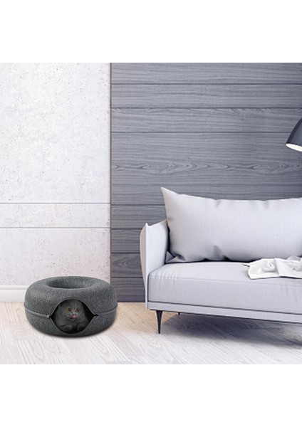 Yavru Keçe Pet Tüneli Çıkarılabilir Çizilmeye Dayanıklı Evi Gri (Yurt Dışından) modelleri