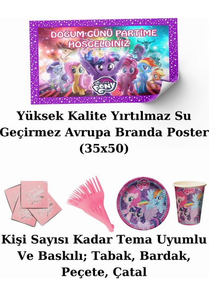 Little Pony Afişli 8 Kişilik Doğum Günü Parti Malzemeleri Süsleri Seti