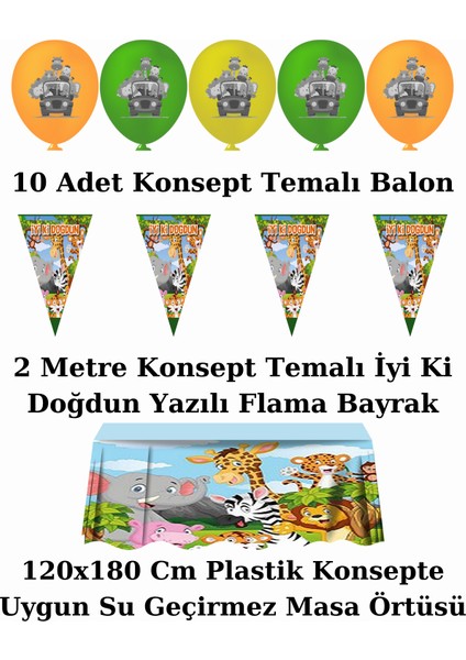 Safari Afişli 8 Kişilik Doğum Günü Parti Malzemeleri Süsleri Seti