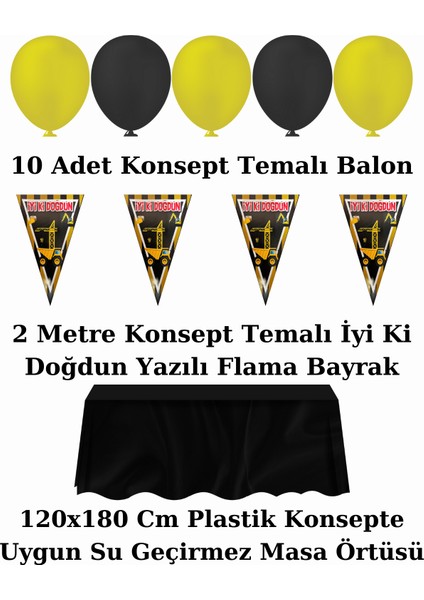 Inşaat Afişli 16 Kişilik Doğum Günü Parti Malzemeleri Süsleri Seti