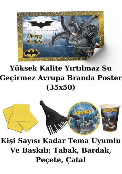 Batman Afişli 40 Kişilik Doğum Günü Parti Malzemeleri Süsleri Seti