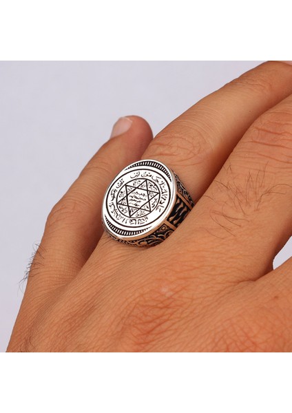 Hz Süleyman Mührü 925 Ayar Gümüş Erkek Yüzük modelleri