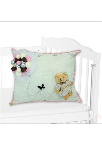 Takı Yastığı, Bubble ve Pelüş Ayıcık Süslemeli - Pembe