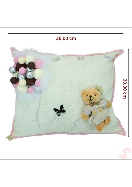 Takı Yastığı, Bubble ve Pelüş Ayıcık Süslemeli - Pembe fiyatları