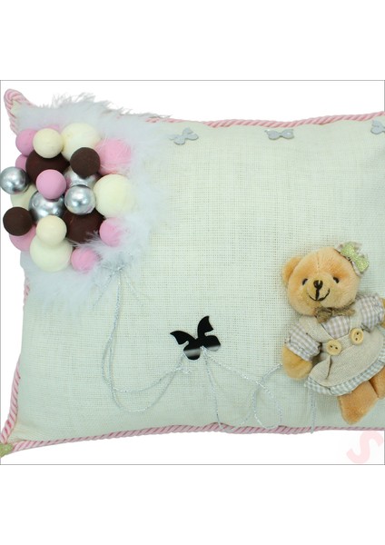 Takı Yastığı, Bubble ve Pelüş Ayıcık Süslemeli - Pembe modelleri