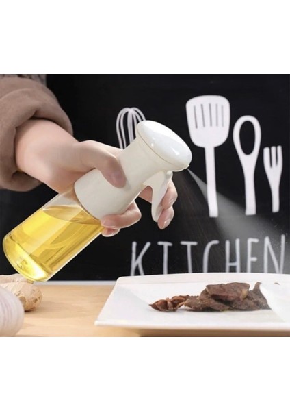Beyaz 220 ml Airfryer Pişirme Öncesi Sprey Püskürtmeli Sprey Cam Şişe Yağdanlık 2 Adet