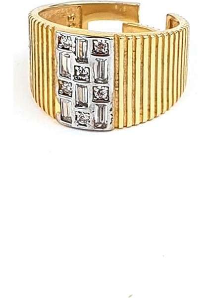 Zirkon Taş Detayli 925AYAR Gümüş Üzerine Altın Kaplama Luxry Tasarım Ayarlanabilir Yüzük modelleri