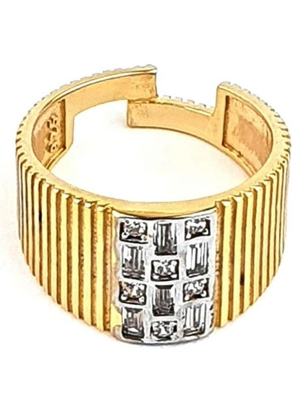 Zirkon Taş Detayli 925AYAR Gümüş Üzerine Altın Kaplama Luxry Tasarım Ayarlanabilir Yüzük fırsatları