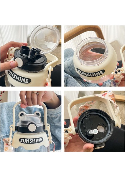 Büyük Kapasiteli Büyük Göbek Kupası Xiaofu Ayı Çift Içecek Plastik Bardak Saman Su Bardağı (Yurt Dışından) fiyatları