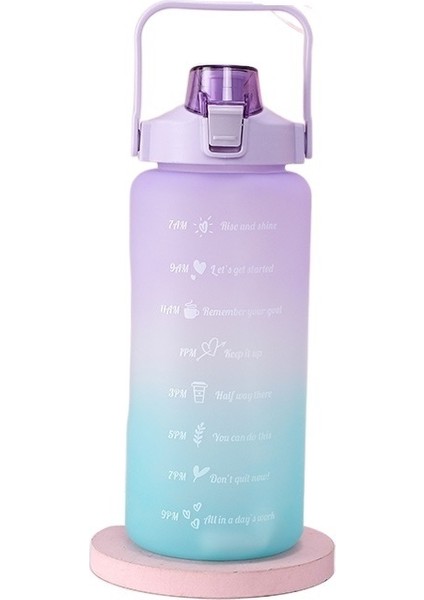 Degrade Renkli Spor Su Bardağı 2000ML Büyük Kapasiteli Buzlu Uzay Fincanı Taşınabilir Açık Eşlik Eden Spor Degrade Su Isıtıcısı (Yurt Dışından)