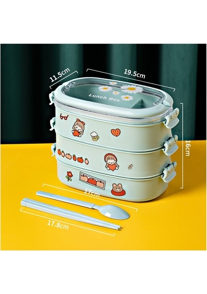 Ayrılmış Öğle Yemeği Kutusu Iki Katmanlı Sevimli Kız Öğrenci Bento Kutusu Ofis Çalışanları Için Mikrodalga Isıtılabilir Öğle Yemeği Kutusu (Yurt Dışından)