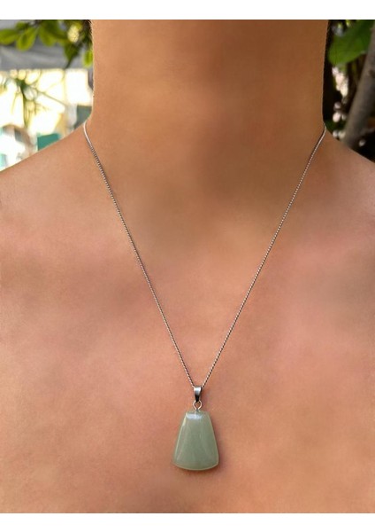 Dörtgen Model Aventurin Doğal Taş Kolye