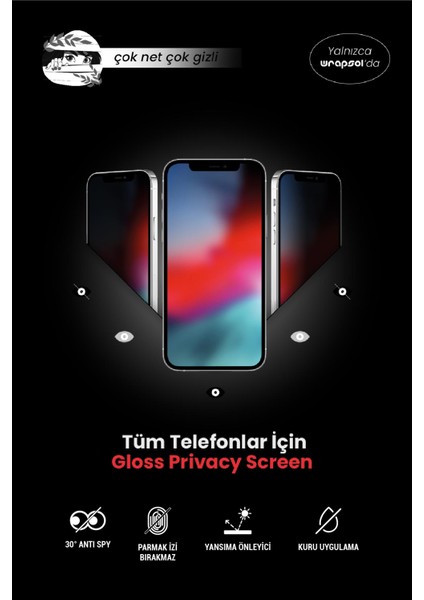 iPhone 15 Pro Parlak Hayalet Ekran Koruyucu Yandan Görünmeyen Film fiyatları