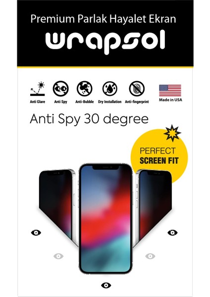 iPhone 15 Pro Parlak Hayalet Ekran Koruyucu Yandan Görünmeyen Film modelleri