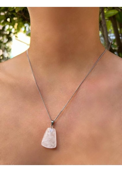 Dörtgen Model Kristal Kuvars Doğal Taş Kolye fiyatları