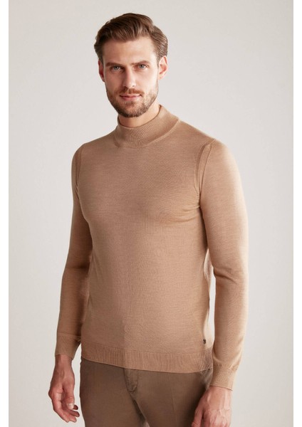 Yarım Balıkçı Yaka Merino Yün Camel Triko fiyatları