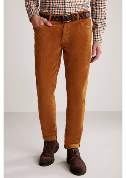 Sarı 5 Cep Kadife Pantolon