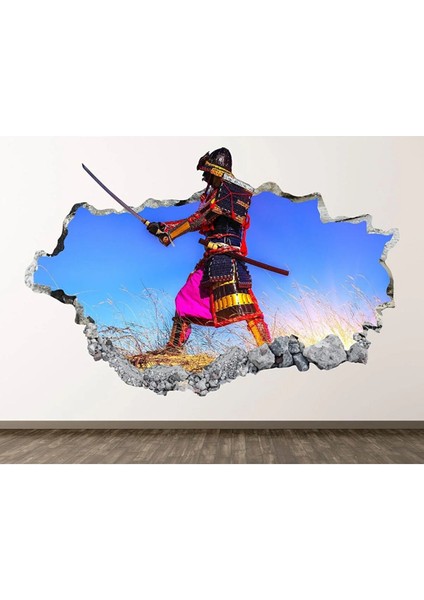 Samuray Temalı Full Hd Baskı 3D Modern Duvar Sticker
