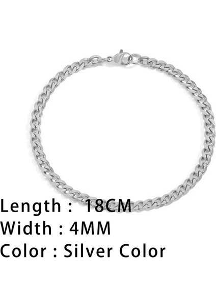 Küba CHAIN-4MM-18CM Sunıbı Klasik Yılan Zincir Bilezikler Kadınlar Için Trend Altın Kaplama Paslanmaz Çelik Küba Zincir Bileklik Trendy Kadın Hediyeler Takı (Yurt Dışından)