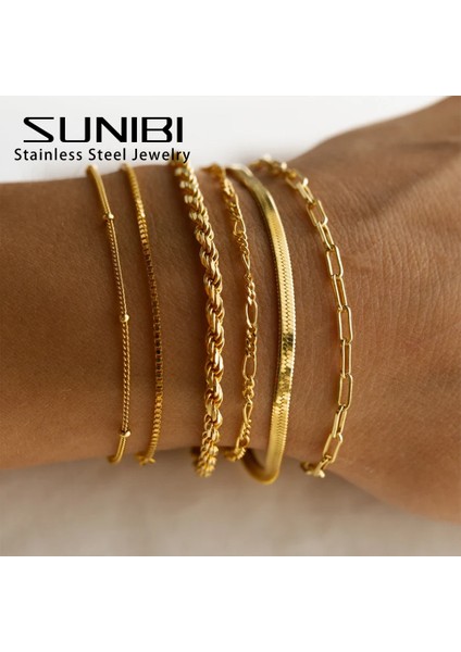 Küba CHAIN-4MM-18CM Sunıbı Klasik Yılan Zincir Bilezikler Kadınlar Için Trend Altın Kaplama Paslanmaz Çelik Küba Zincir Bileklik Trendy Kadın Hediyeler Takı (Yurt Dışından) fiyatları