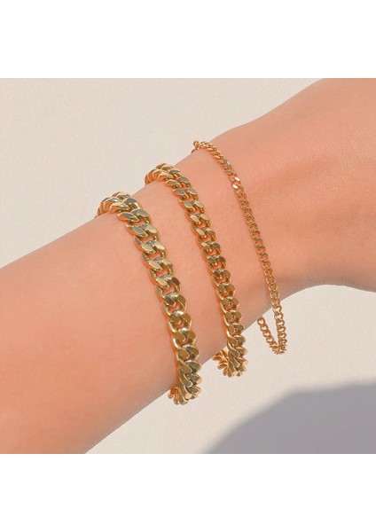 Küba CHAIN-4MM-18CM Sunıbı Klasik Yılan Zincir Bilezikler Kadınlar Için Trend Altın Kaplama Paslanmaz Çelik Küba Zincir Bileklik Trendy Kadın Hediyeler Takı (Yurt Dışından) indirimleri