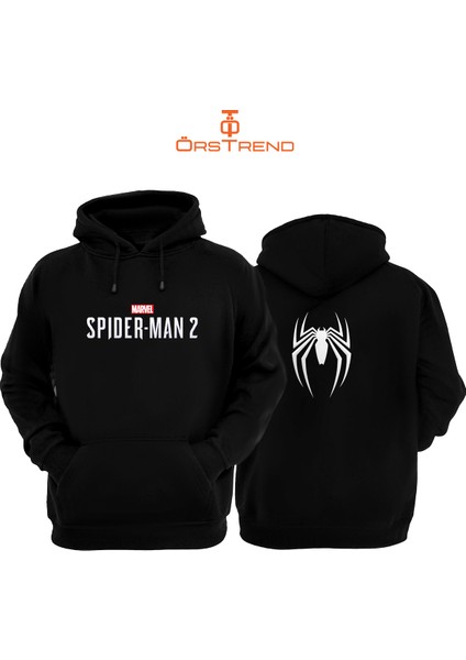 Spiderman 2 Baskılı 3 İplik Siyah Kapişonlu Sweatshirt