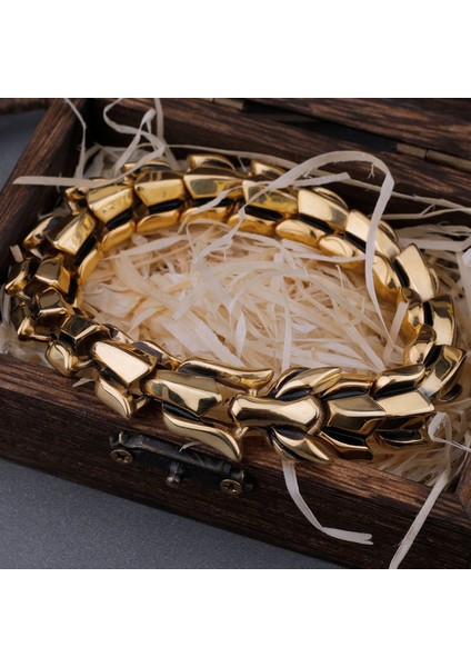 Altın 19 cm Iskandinav Viking Ouroboros Vintage Punk Ejderha Bilezik Erkek Charm Paslanmaz Çelik Moda Hayvan Figürlü Mücevherat Hip Hop Sokak Kültürü (Yurt Dışından)
