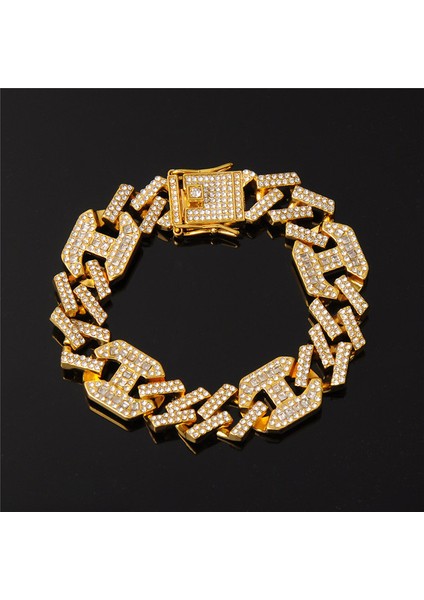 17 mm Geniş Altın 22 cm Hip Hop Aaa Bling Miami Küba Zincir Buzlu Out Erkek Bilezik Rhinestone Zirkon Kaplamalı Bilezikler Kelebek Erkekler Için Takı (Yurt Dışından)