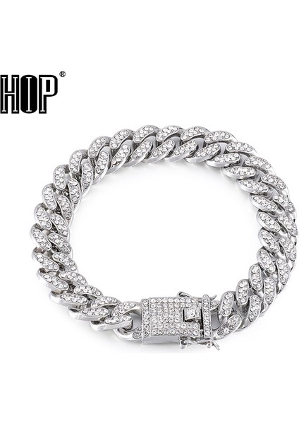 15 mm Geniş Gümüş 18 cm Hip Hop Aaa Bling Miami Küba Zincir Buzlu Out Erkek Bilezik Rhinestone Zirkon Kaplamalı Bilezikler Kelebek Erkekler Için Takı (Yurt Dışından)