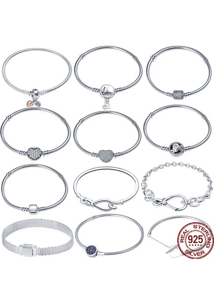 CMB064 -19 Sıcak Satış Klasik Serisi 100% 925 Gümüş Renk Kalp Bilezik Fit Orijinal Boncuk Charms Dıy Takı Kolye Boncuk Kadınlar Için Hediye (Yurt Dışından) fiyatları