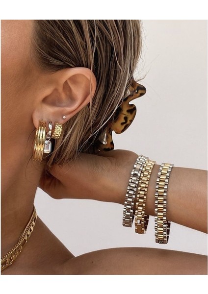 Gümüş 16.5cm Kararmaz Ücretsiz 2022 Yeni Paslanmaz Çelik Altın Kaplama Ayrılabilir Bileklikler Kadınlar Için Bilezikler Hiphop Altın Wrap Bilezikler (Yurt Dışından) fırsatları