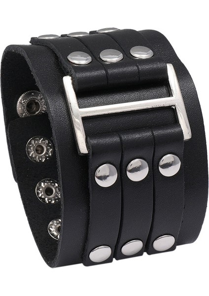 84034 Zorcvens 2023 Yeni Moda Punk Vintage Takı Erkekler Için Siyah Kahverengi Hakiki Deri Erkek Manşet Bilezik Bilezik Homme (Yurt Dışından)
