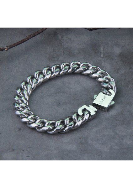21 cm Solmaya Asla Paslanmaz Çelik Vikings Bilezikler Erkekler Için Boş Renk Punk Curb Küba Link Zinciri Bilezikler Hediye Ahşap Kutu ile (Yurt Dışından)